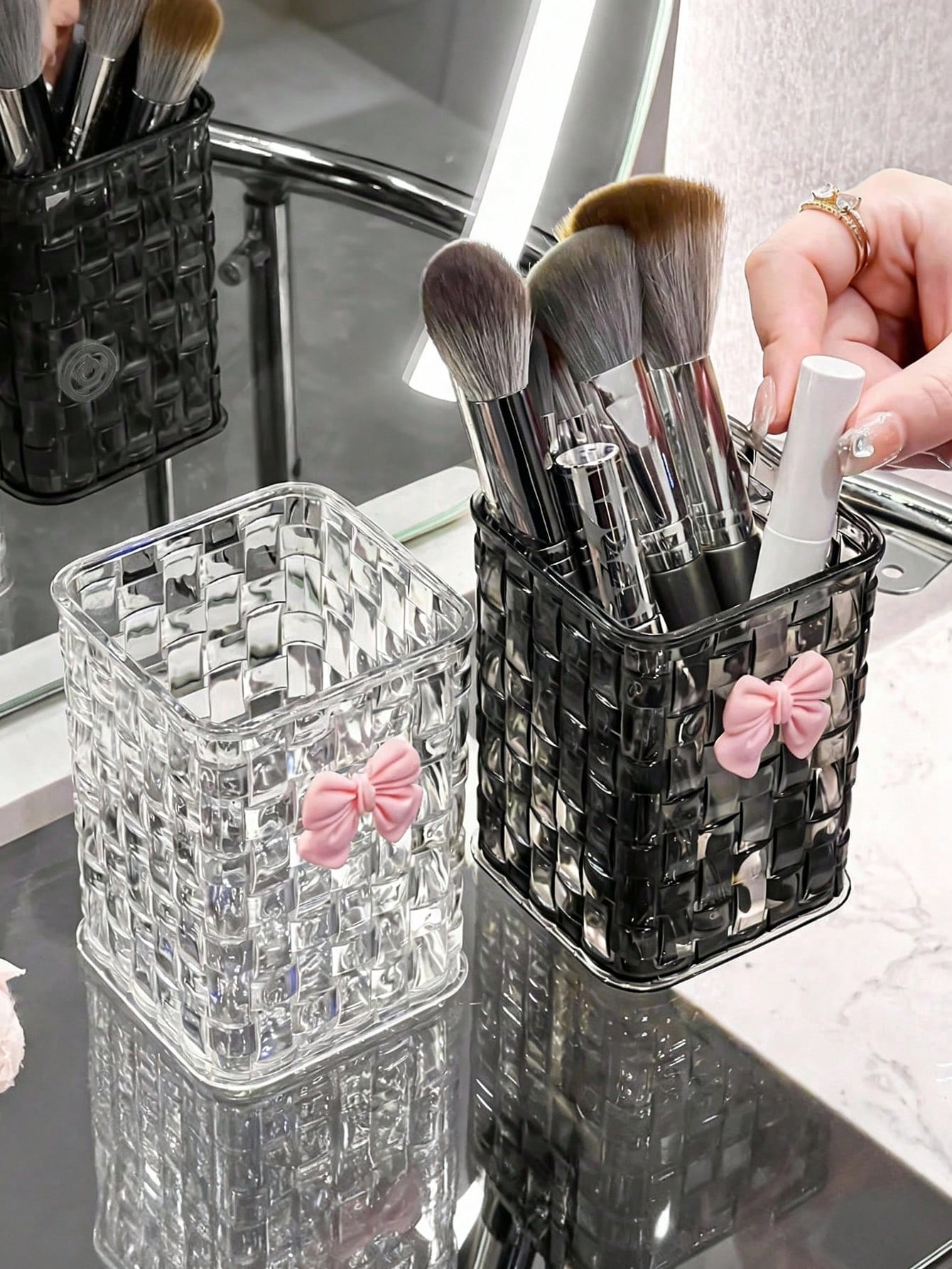Supply Of Office Stationery - 1pc Woven Texture Makeup Brush Holder