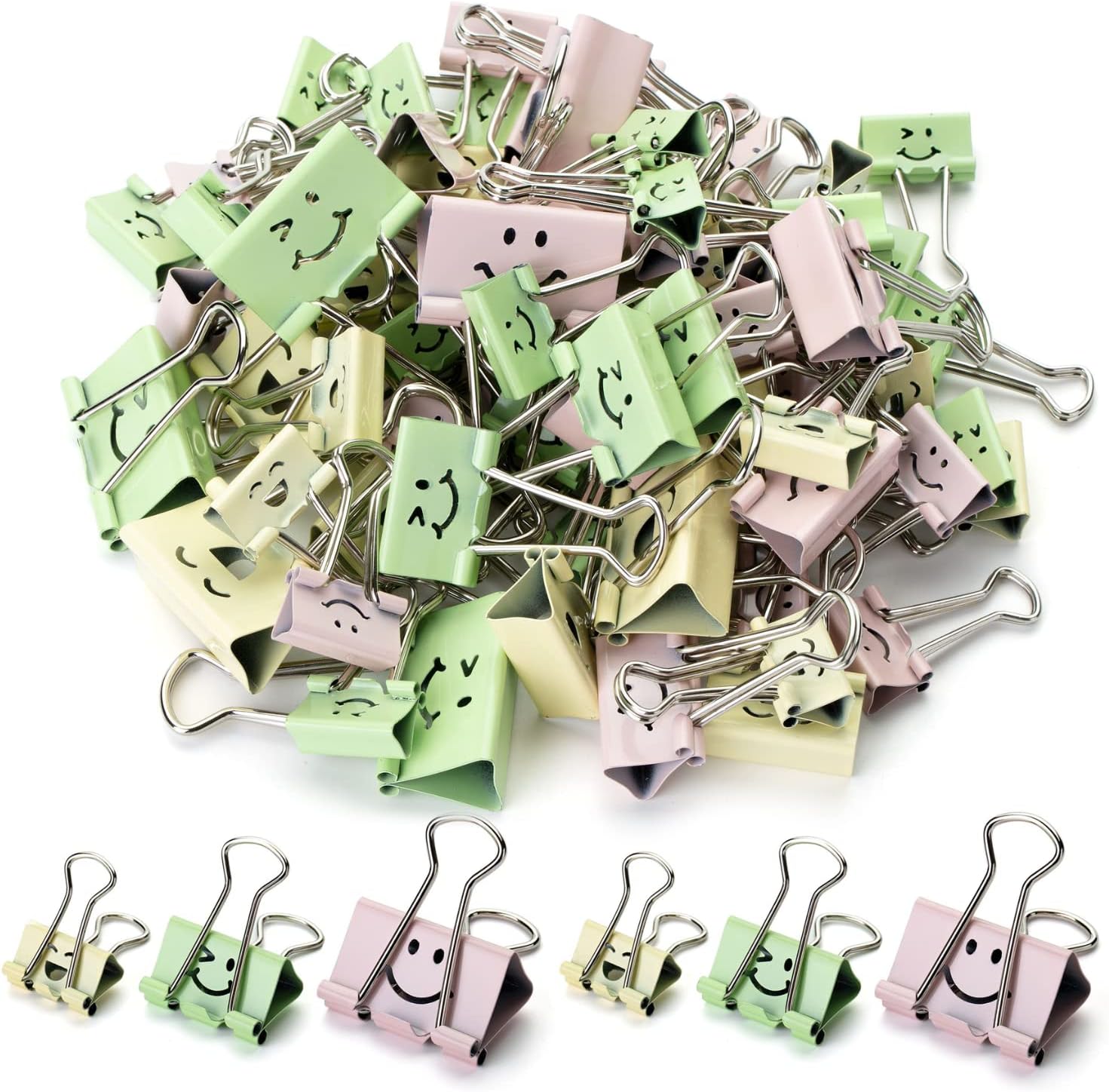 Binder Clip Assorted - Smiley Binder Clips 80 Pack, Assorted