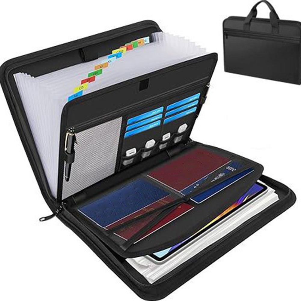 Portfolio Folder Zip - A4 Zipper File Bag Waterproof Fireproof