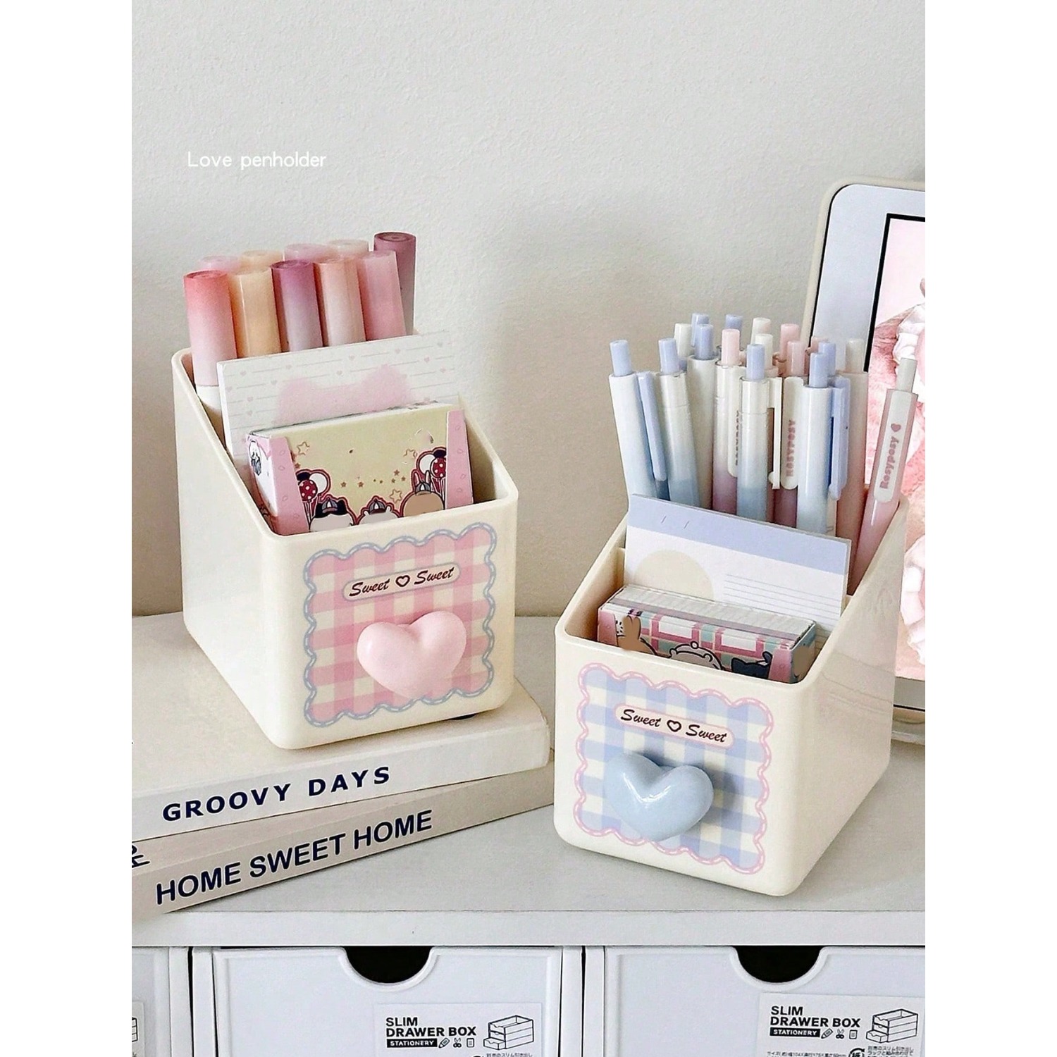 Stationery Office And School Supply Stores - 1pc Desktop Stationery Storage Box, Dual-Layer