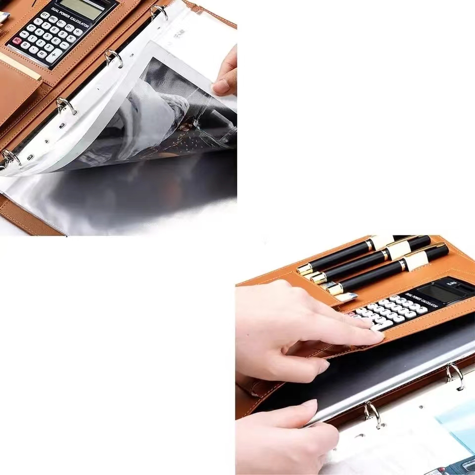 A4Pu leather briefcase equippe - Portfolio Folder Zip avaliação e preço