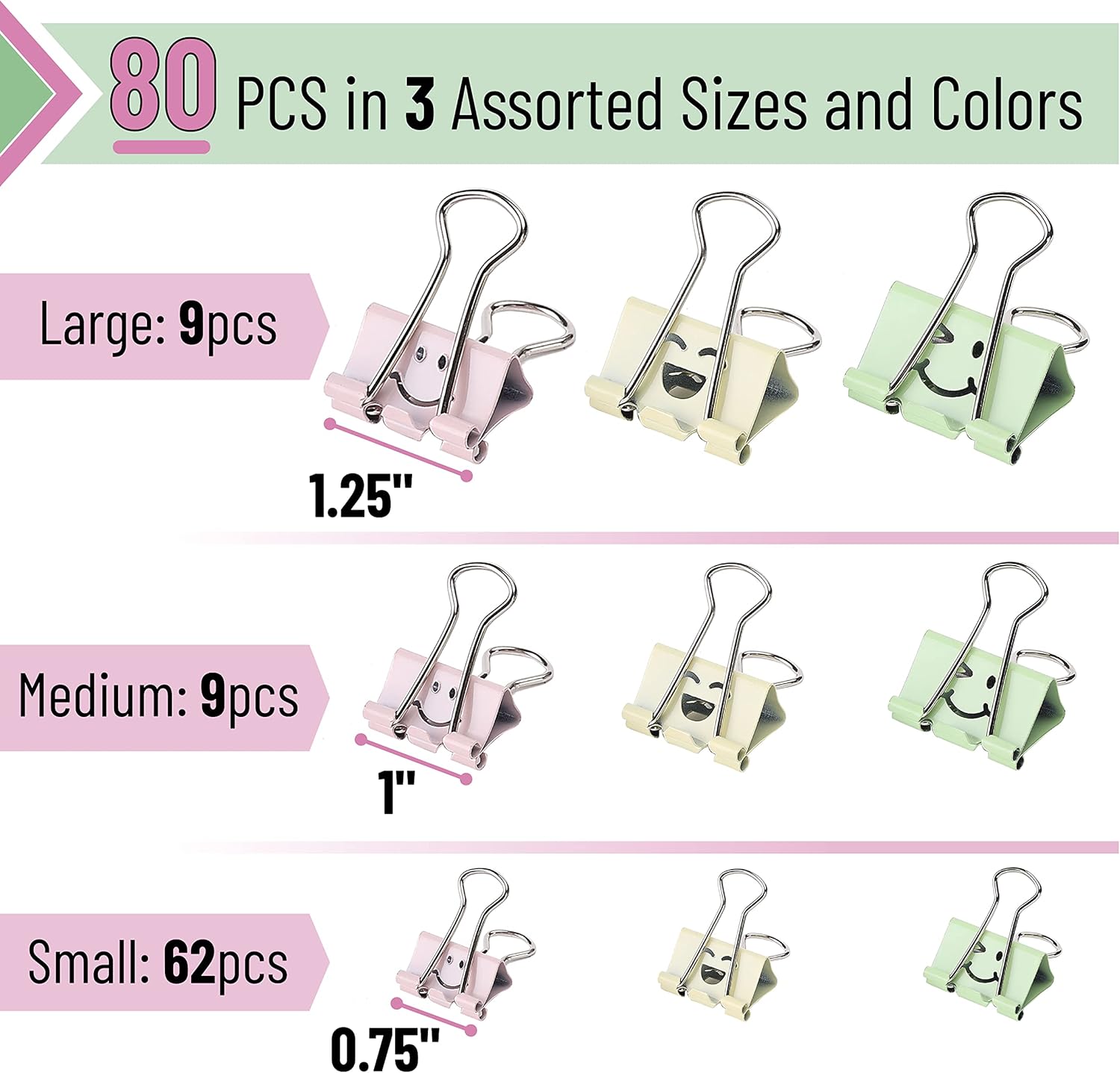 Smiley Binder Clips 80 Pack, A - Binder Clip Assorted avaliação e preço