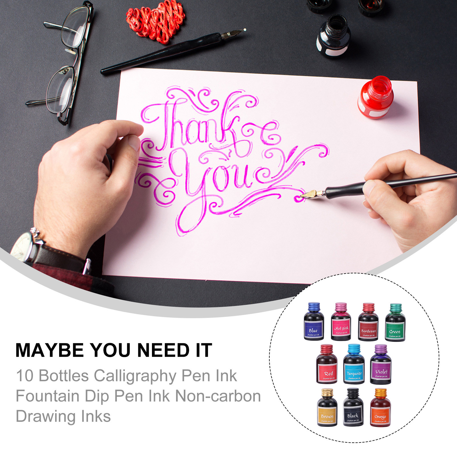 10 Bottles Fast-Drying Calligr - Calligraphy Ink Bottle avaliação e preço
