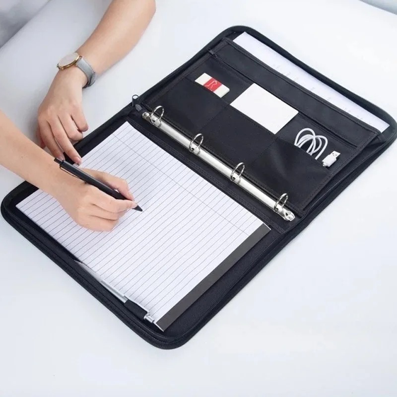 Large Black Business Portfolio - Portfolio Folder Zip avaliação e preço