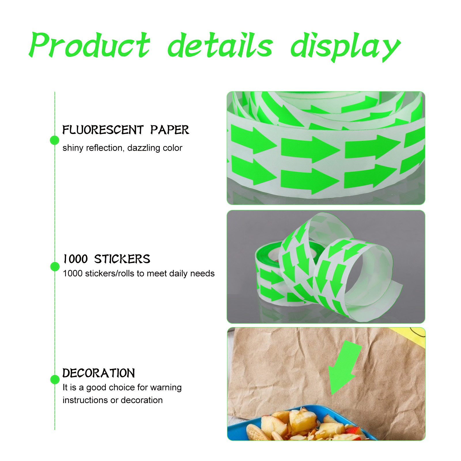 1 Roll Fluorescent Color Arrow - Sticker Label Roll avaliação e preço