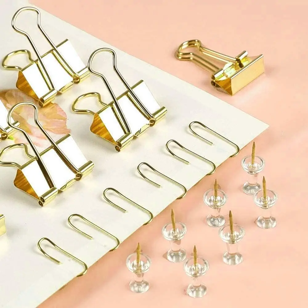 Gold Paper Binder and Clips Se - Binder Clip Assorted avaliação e preço