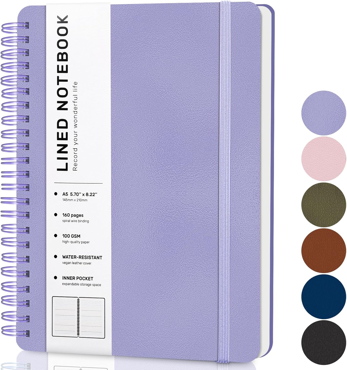 A5 Spiral Notebook, 160 Pages, - Journal Leather Hardcover avaliação e preço
