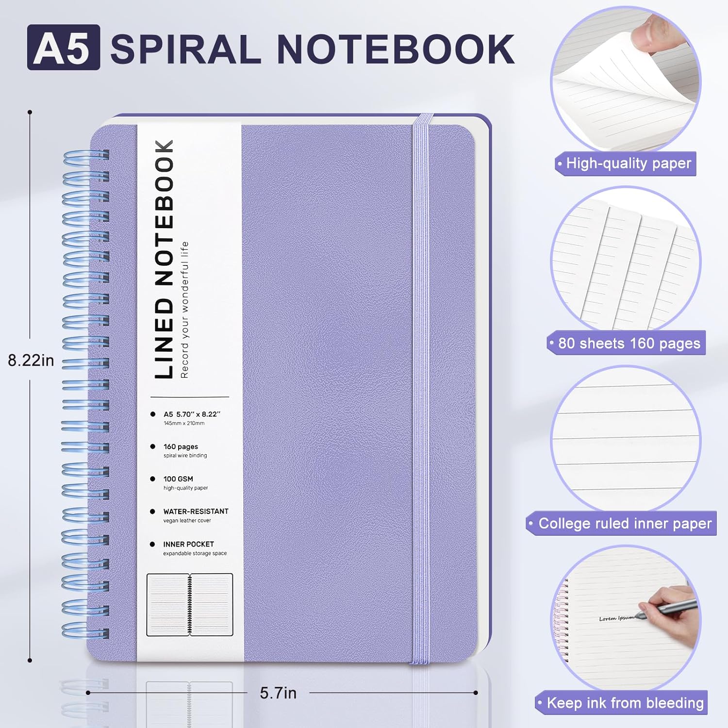 A5 Spiral Notebook, 160 Pages, - Journal Leather Hardcover avaliação e preço