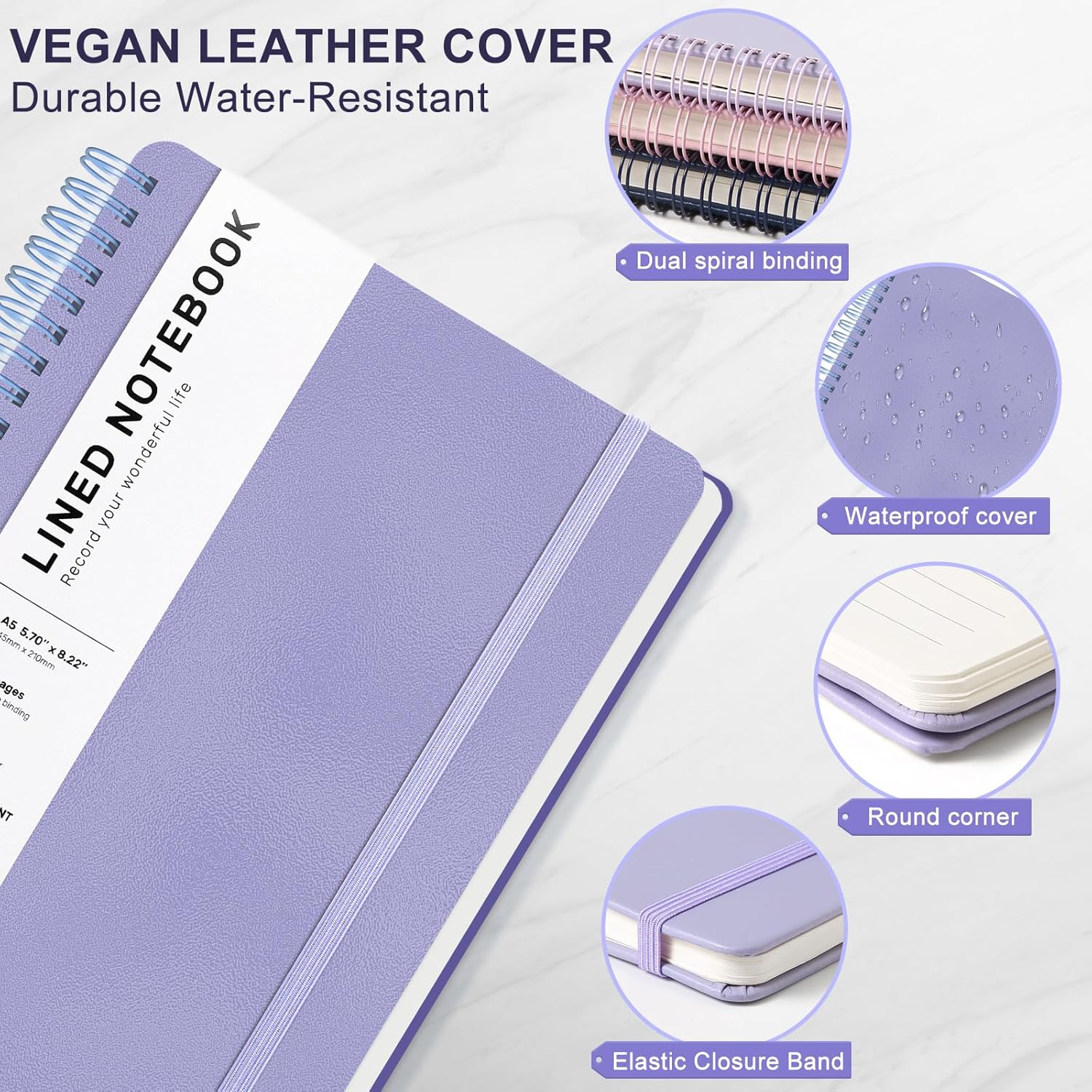 A5 Spiral Notebook, 160 Pages, - Journal Leather Hardcover avaliação e preço