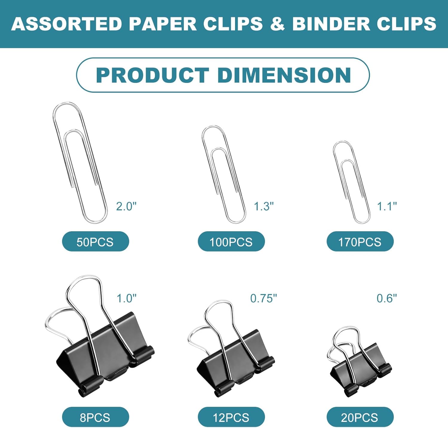 360 Pcs Paper Clips & Binder C - Binder Clip Assorted avaliação e preço