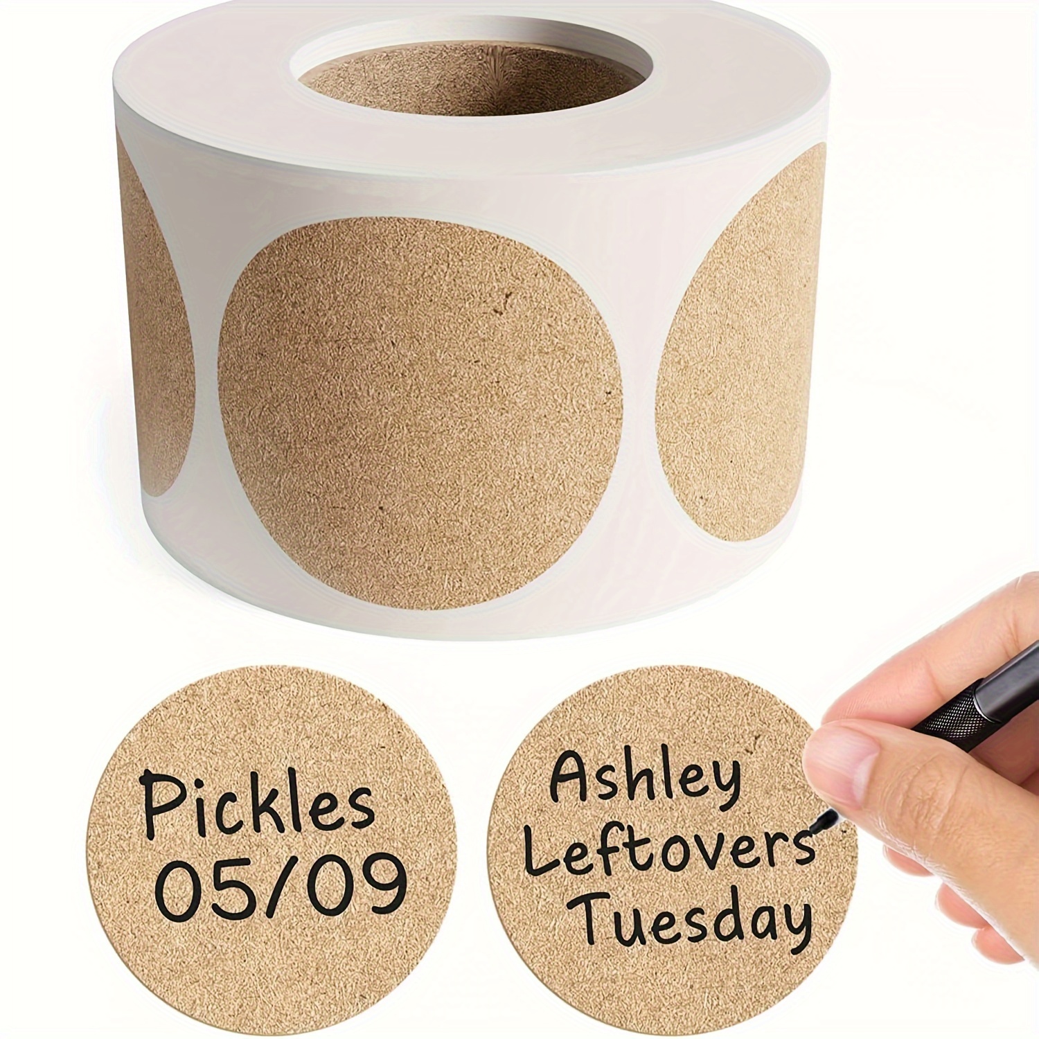 500 pcs / 1 roll ，kraft round  - Sticker Label Roll avaliação e preço