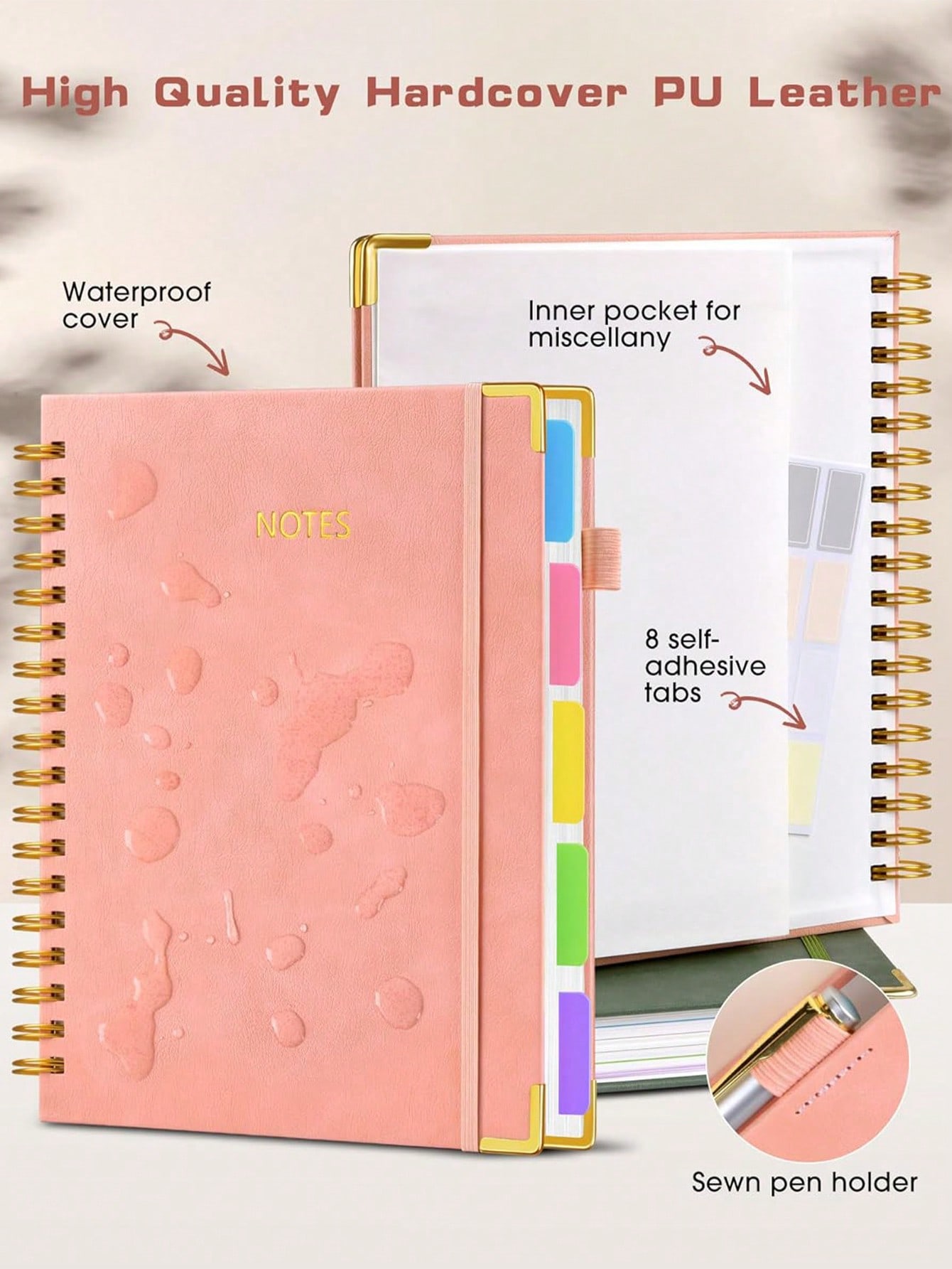 1PC Hardcover Spiral Notebook  - Journal Leather Hardcover avaliação e preço